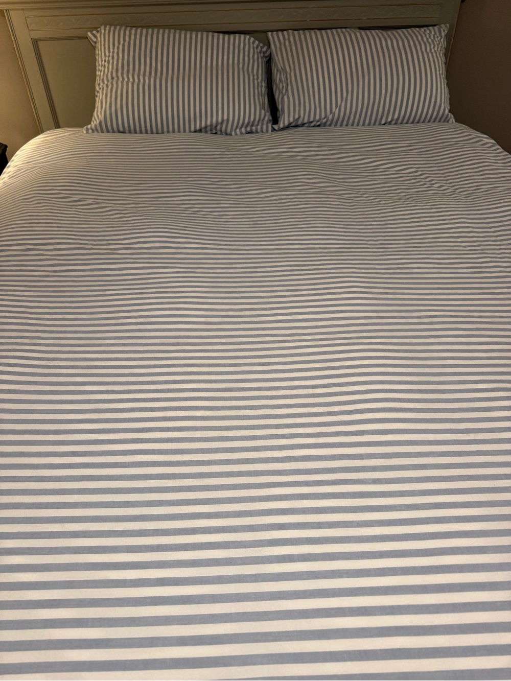 QUEEN Cotton Classic Striped Blue and White Bedding Set - Home Bedding